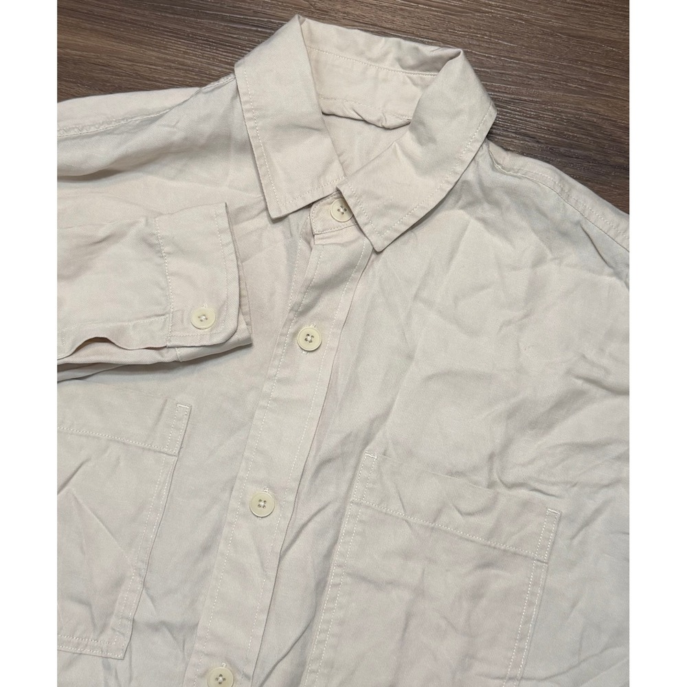 Vuori Women's Trestles Twill Long Sleeve Button Up Shirt Beige Sz XS (VW1150)
